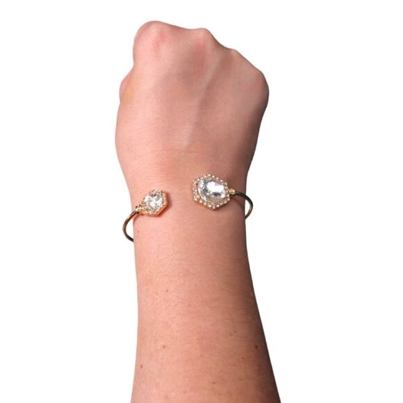 Sparkling Crystal Open Top Cuff Bangle - Picture 4 of 15